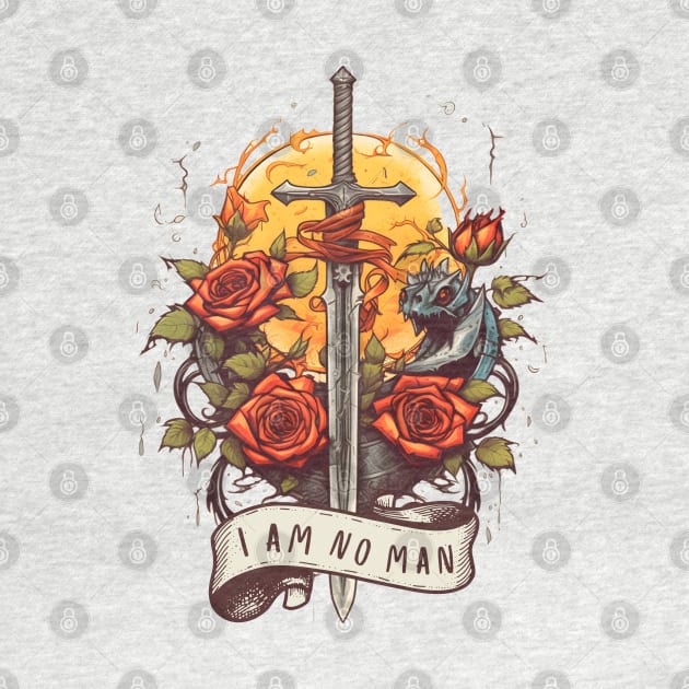 I am no man - Sword, Roses and Yellow Sun II - White - Fantasy by Fenay-Designs